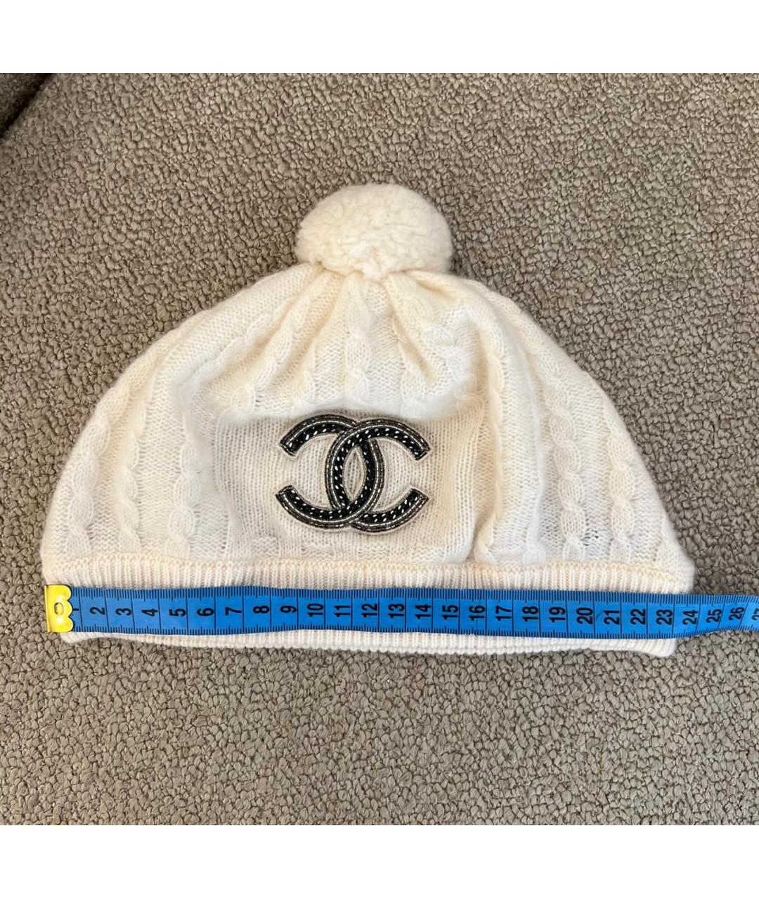 CHANEL Белая кашемировая шапка, фото 3