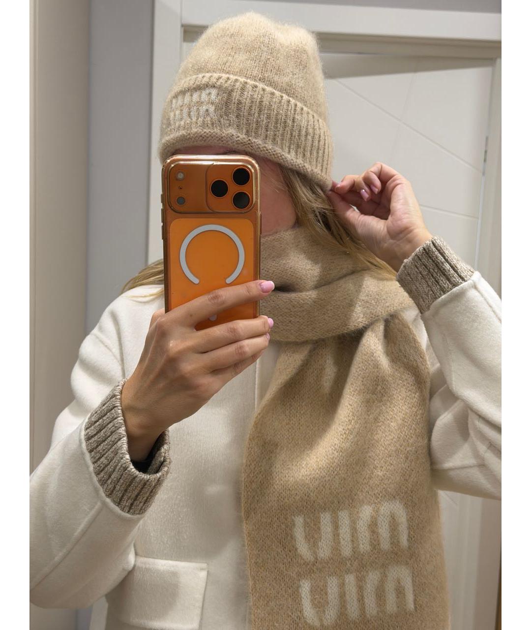 MIU MIU Бежевая шерстяная шапка, фото 8