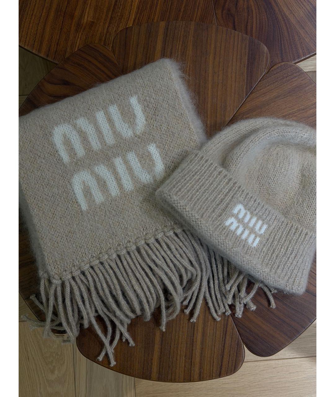 MIU MIU Бежевая шерстяная шапка, фото 7
