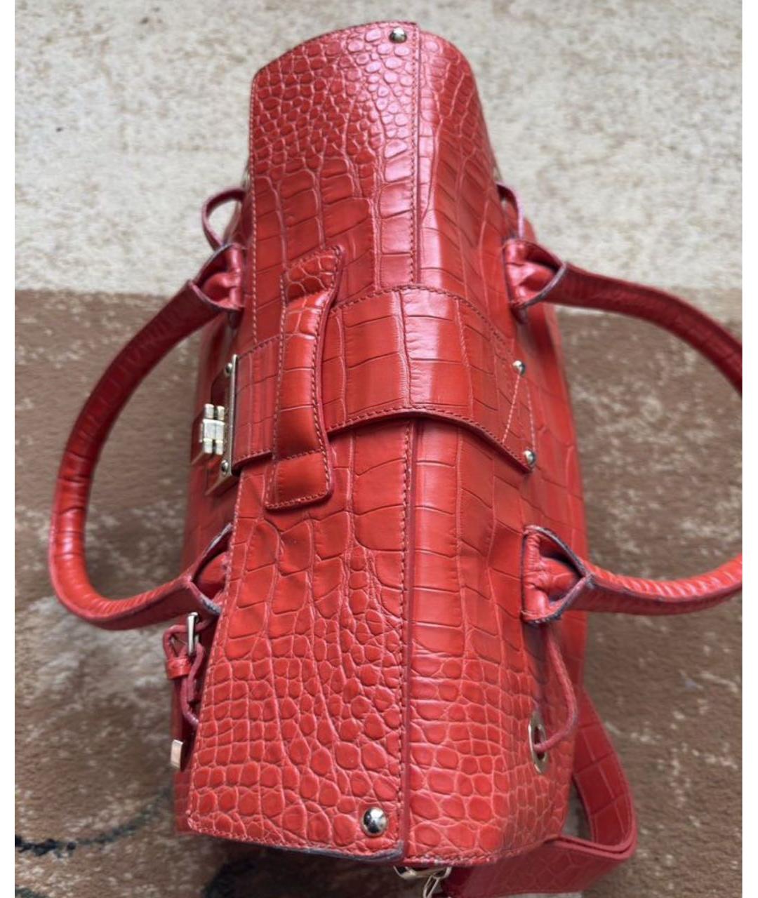 JIMMY CHOO Коралловая кожаная сумка с короткими ручками, фото 4