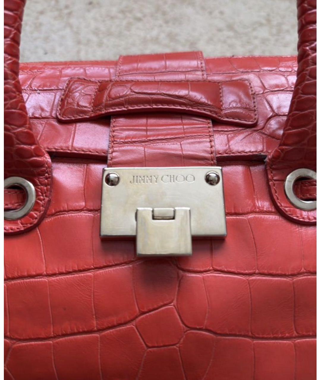JIMMY CHOO Коралловая кожаная сумка с короткими ручками, фото 3