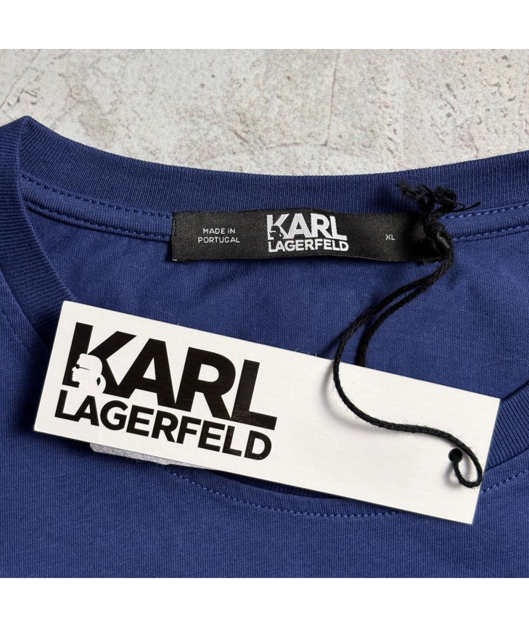 KARL LAGERFELD Синяя хлопковая футболка, фото 4