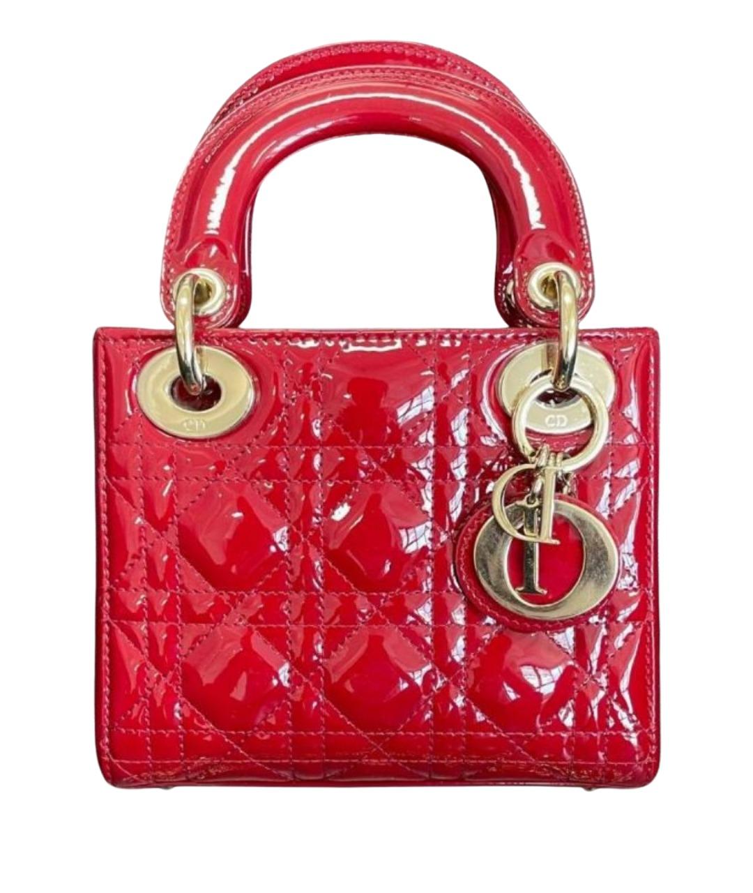 CHRISTIAN DIOR Красная сумка с короткими ручками из лакированной кожи, фото 1