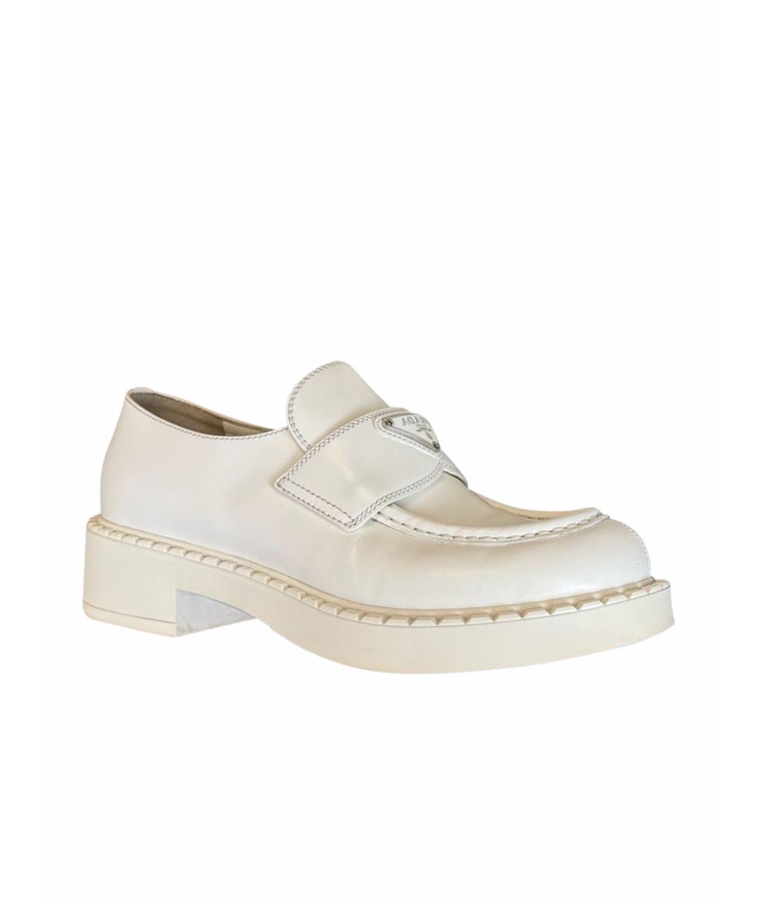 PRADA Белые кожаные лоферы, фото 7