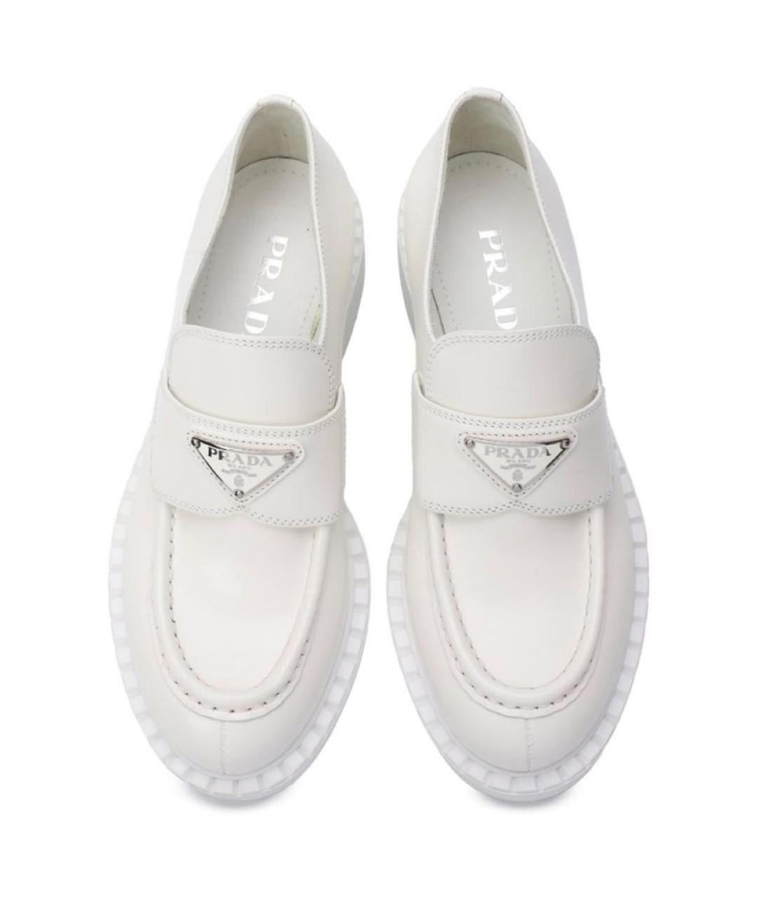 PRADA Белые кожаные лоферы, фото 2