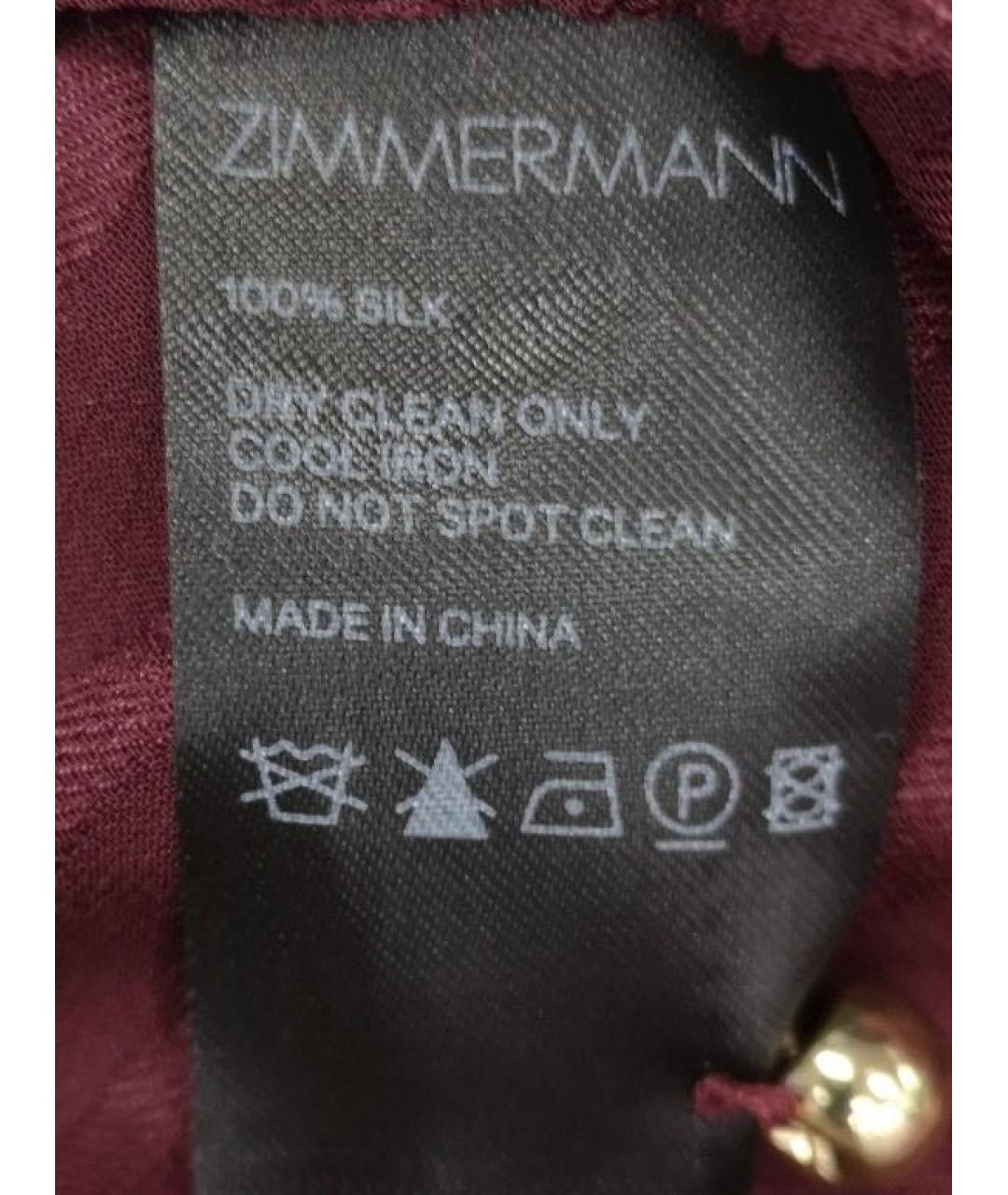 ZIMMERMANN Бордовое шелковое повседневное платье, фото 5