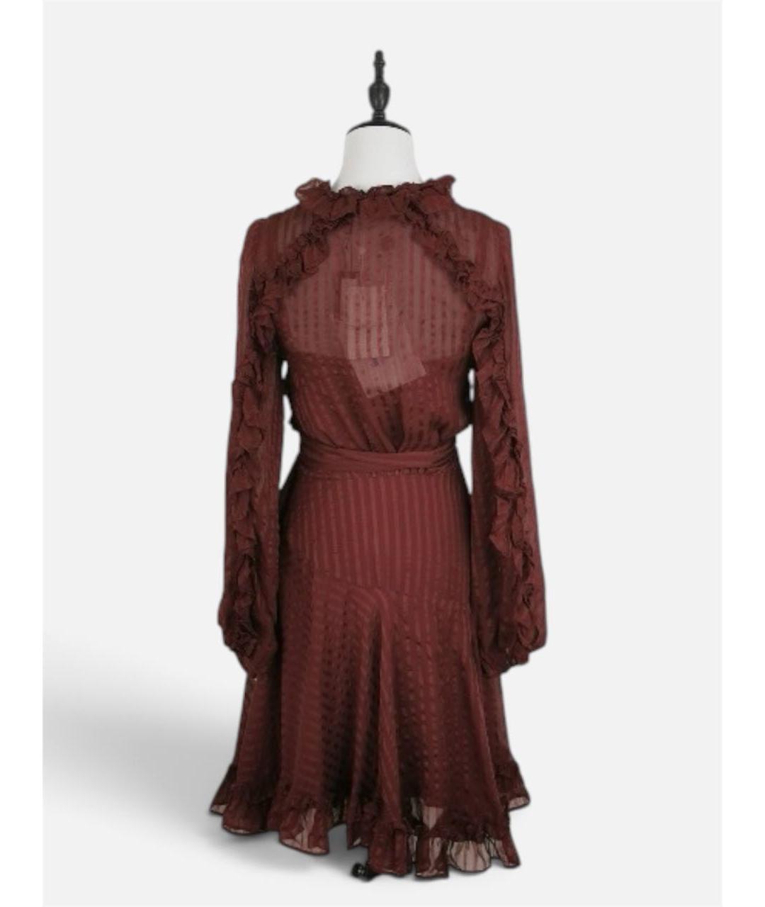 ZIMMERMANN Бордовое шелковое повседневное платье, фото 3