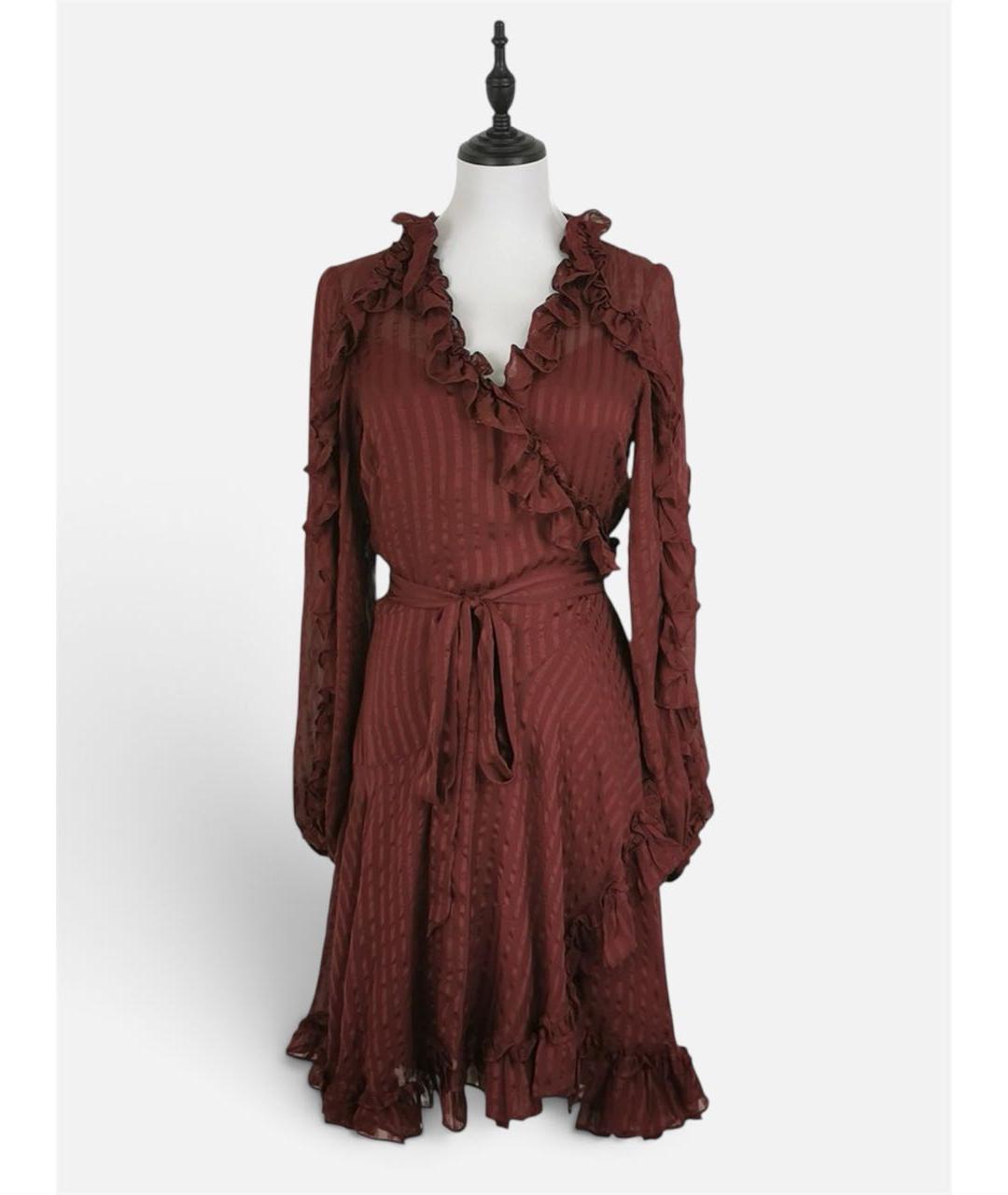 ZIMMERMANN Бордовое шелковое повседневное платье, фото 6