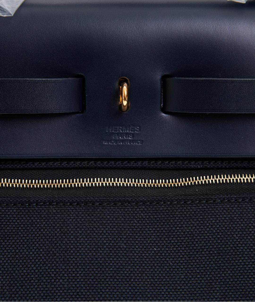 HERMES Черная тканевая сумка тоут, фото 5