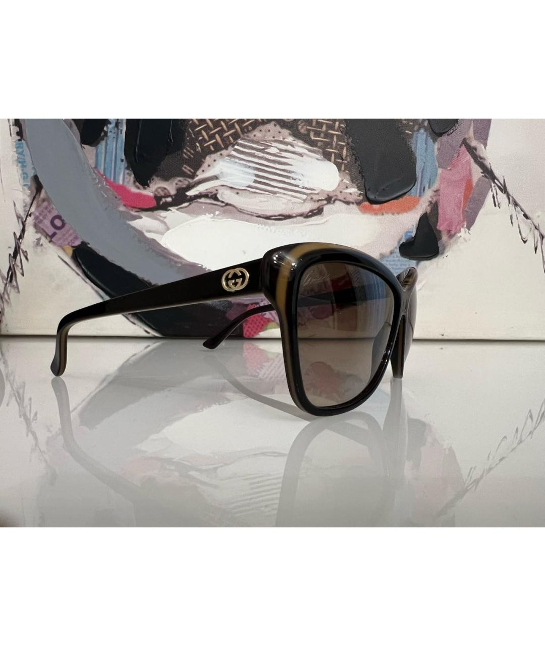 GUCCI Коричневые пластиковые солнцезащитные очки, фото 8