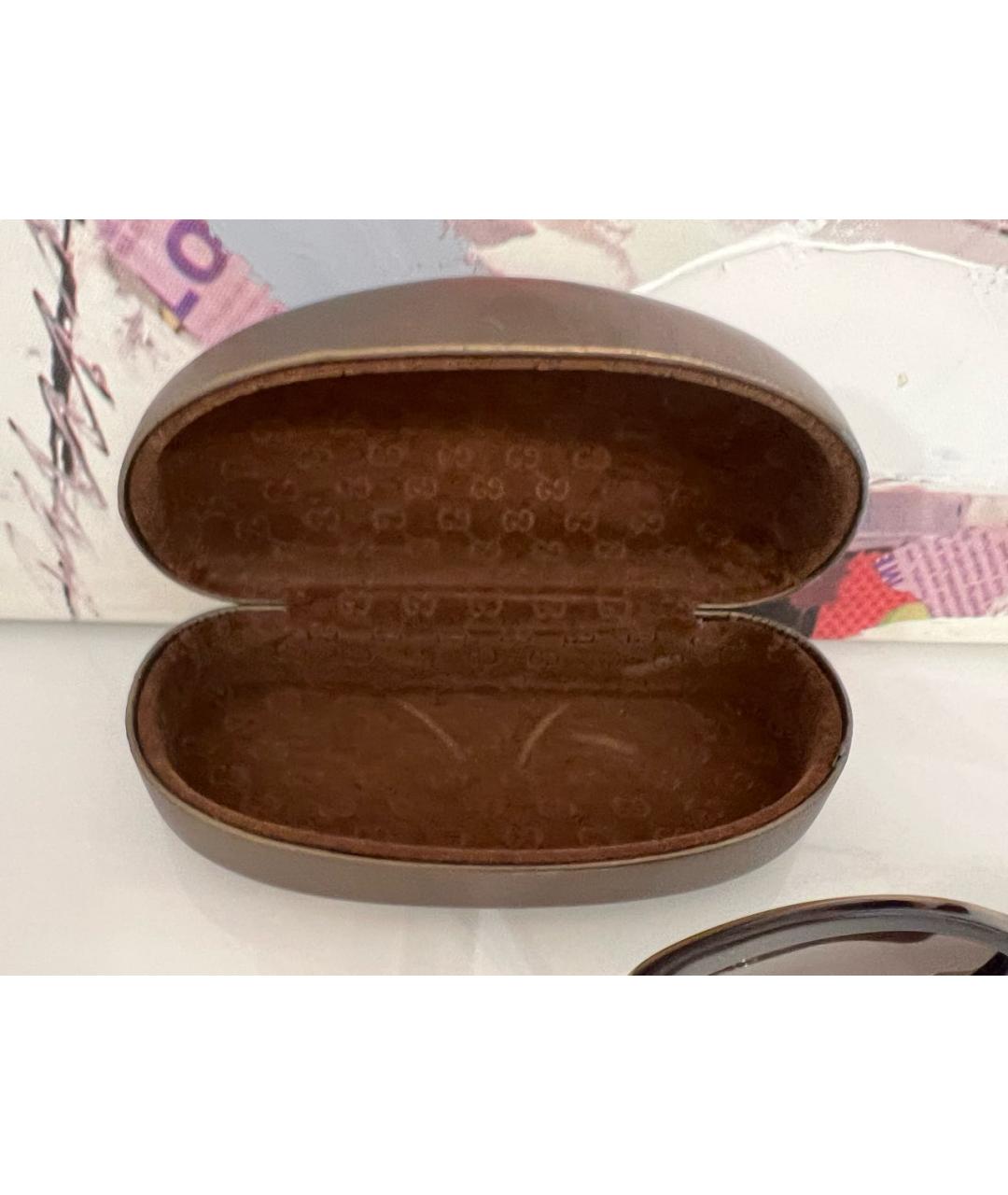 GUCCI Коричневые пластиковые солнцезащитные очки, фото 4