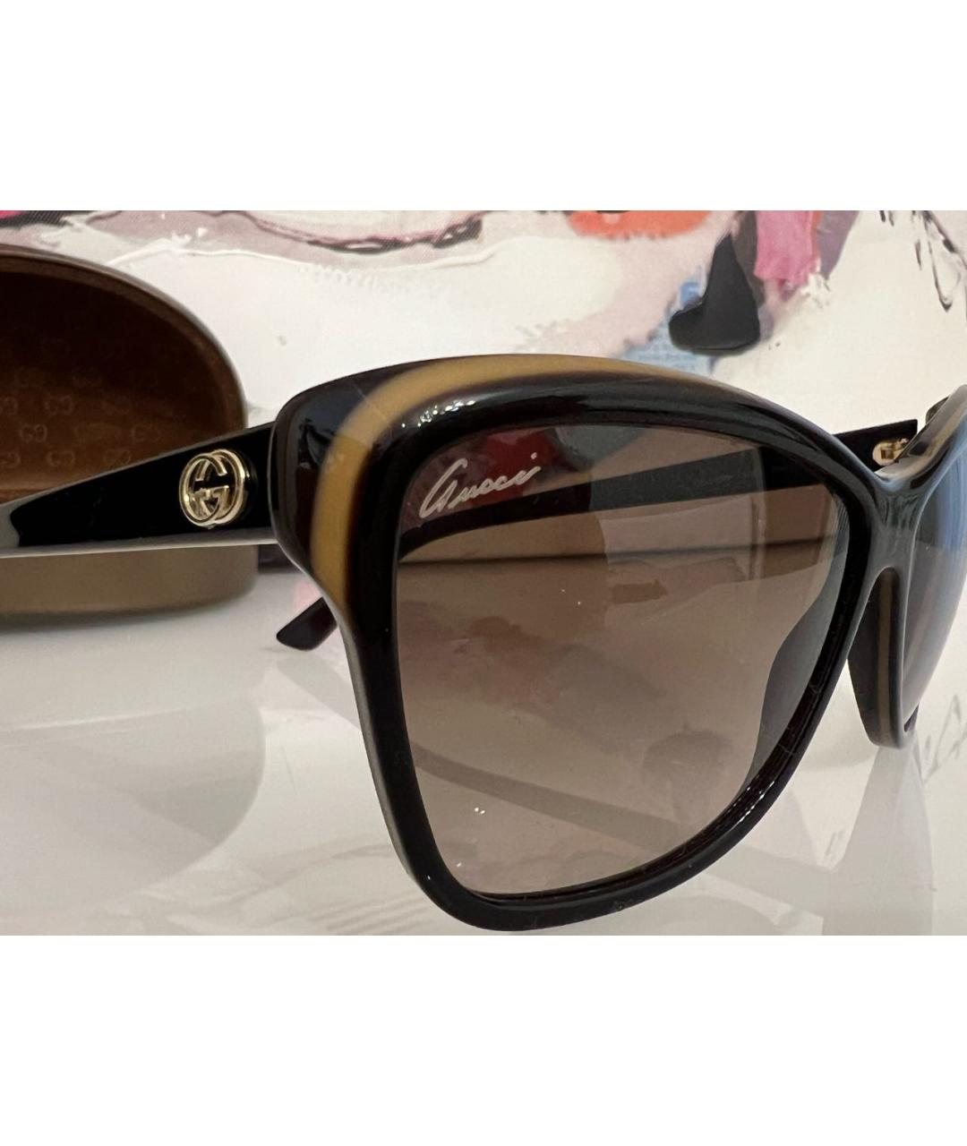 GUCCI Коричневые пластиковые солнцезащитные очки, фото 3