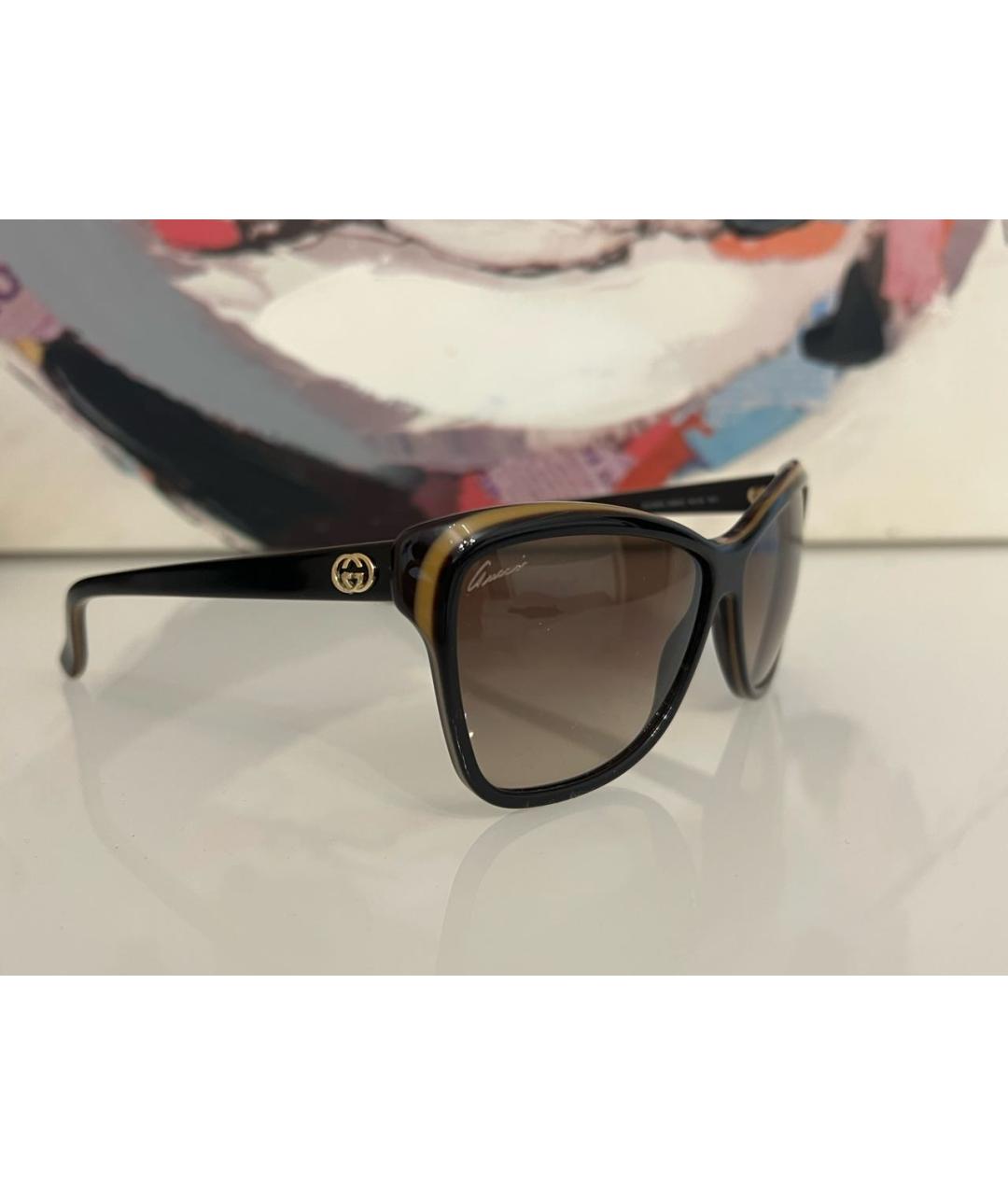 GUCCI Коричневые пластиковые солнцезащитные очки, фото 9