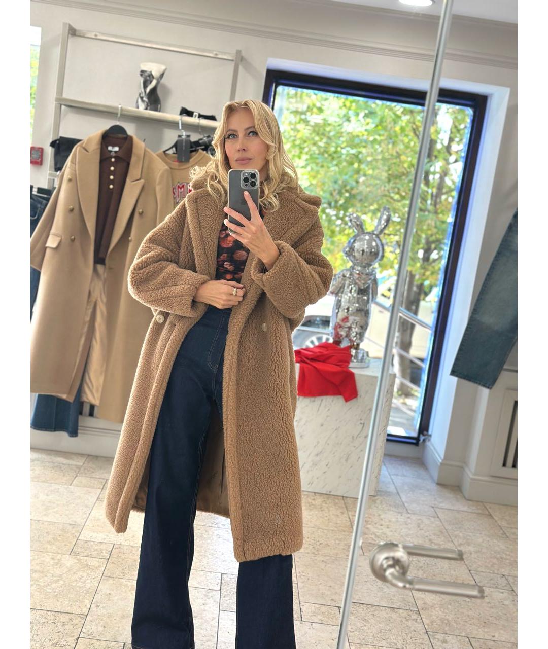 MAX MARA Коричневая шерстяная шуба, фото 8