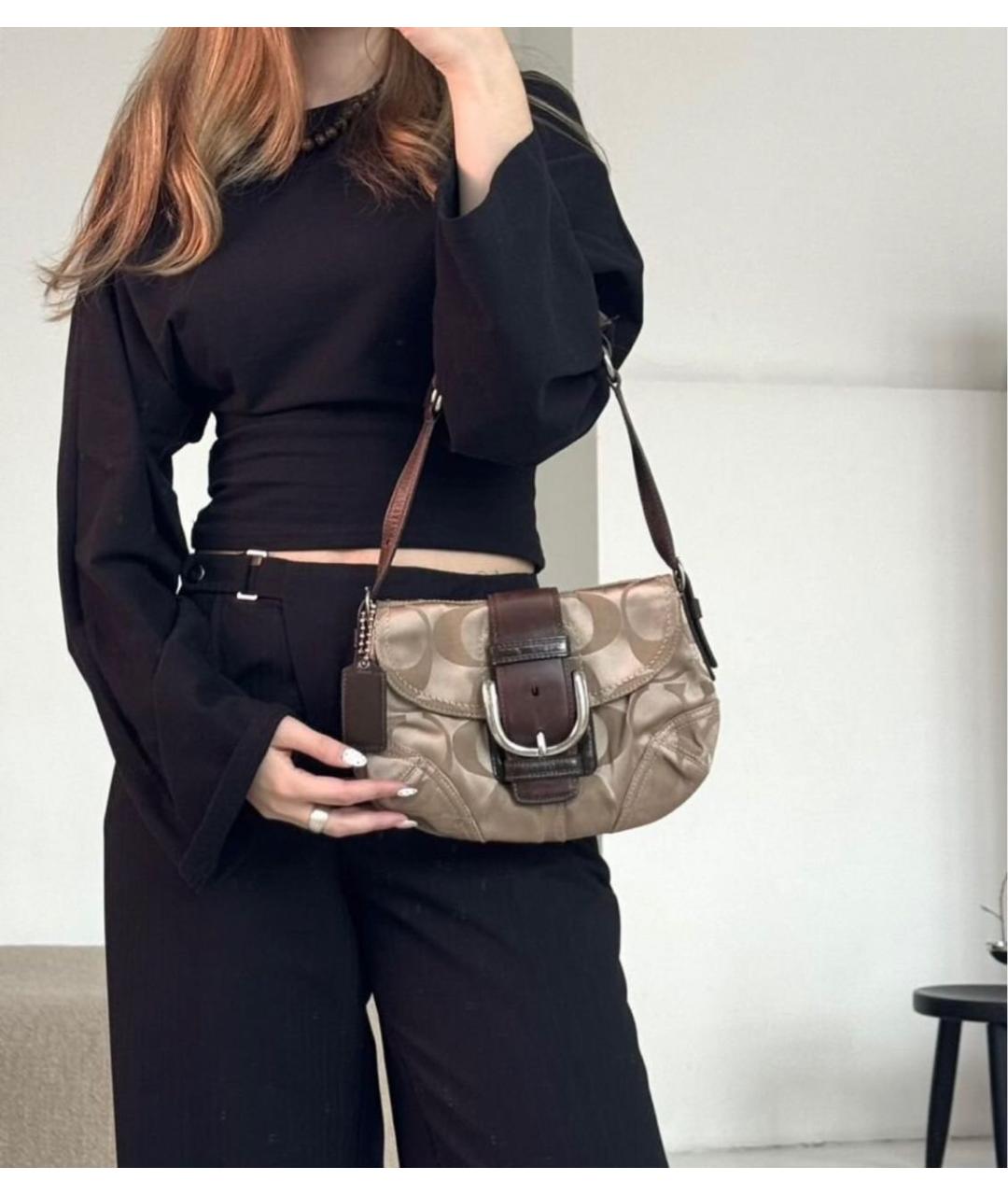 COACH Коричневая кожаная сумка тоут, фото 5