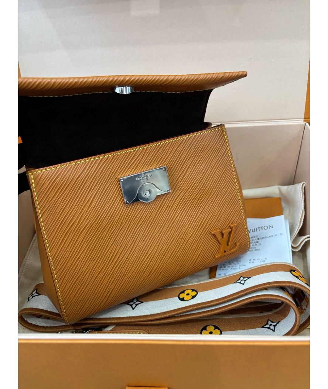 LOUIS VUITTON Коричневая кожаная сумка через плечо, фото 5