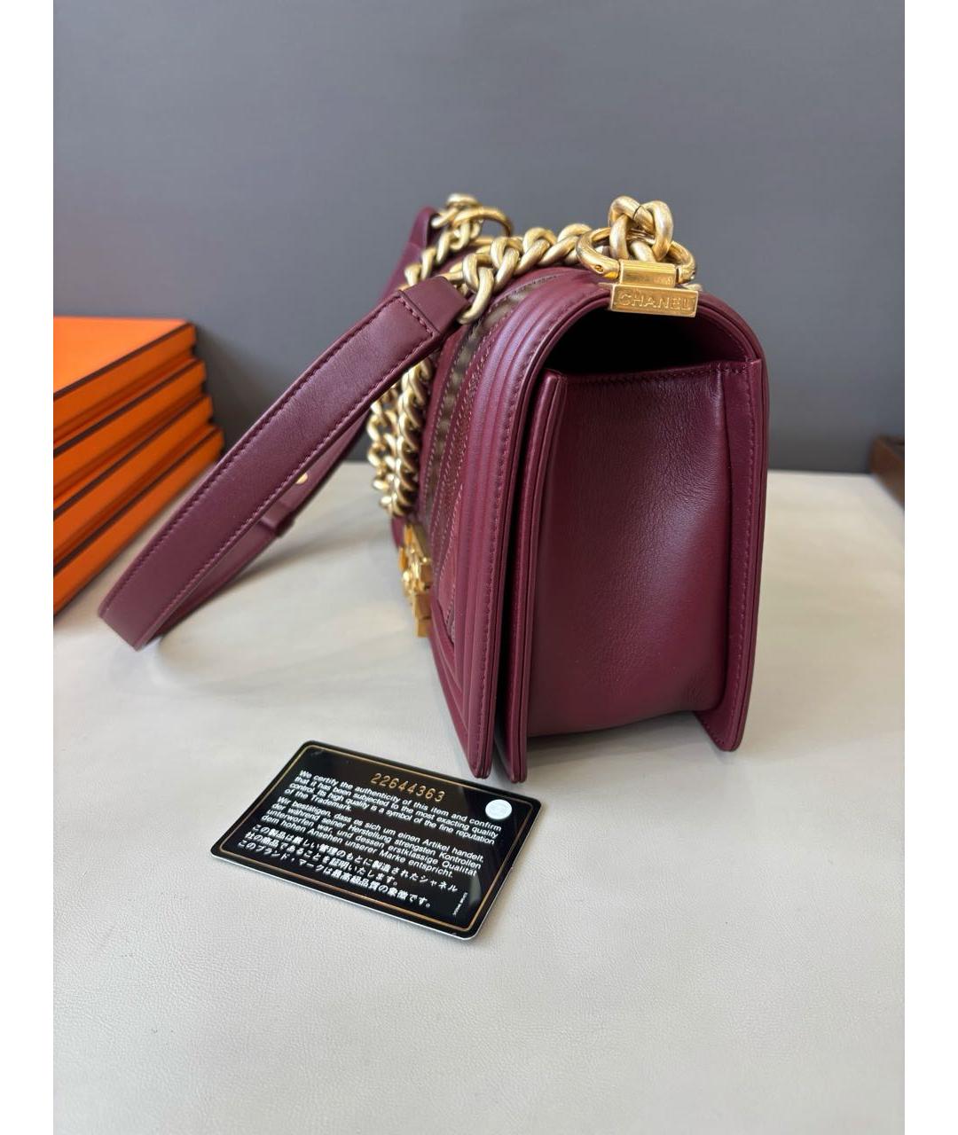 CHANEL Бордовая кожаная сумка через плечо, фото 4