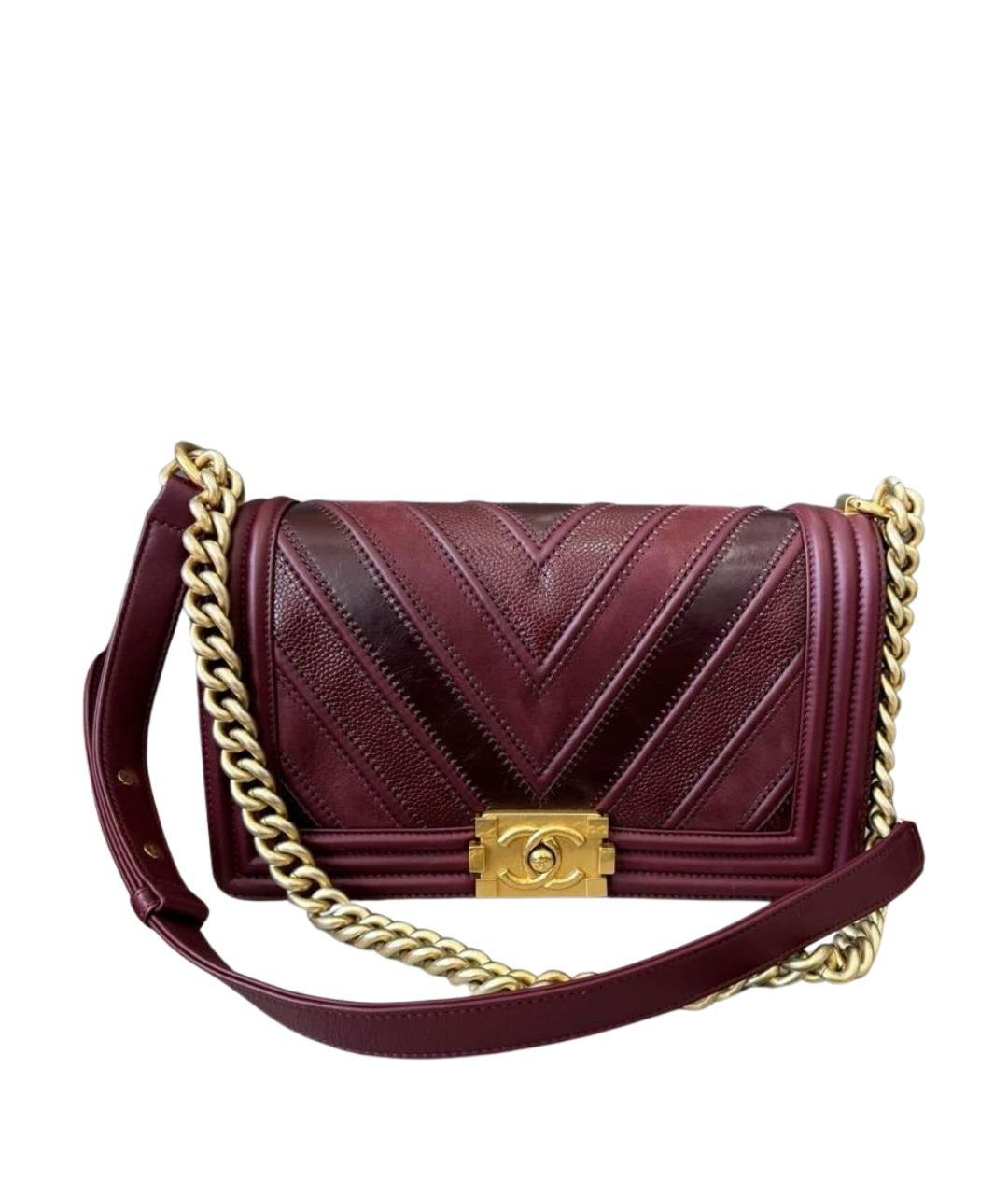 CHANEL Бордовая кожаная сумка через плечо, фото 1