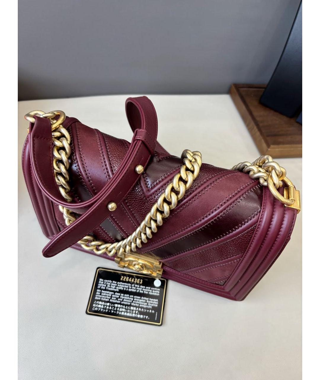 CHANEL Бордовая кожаная сумка через плечо, фото 5