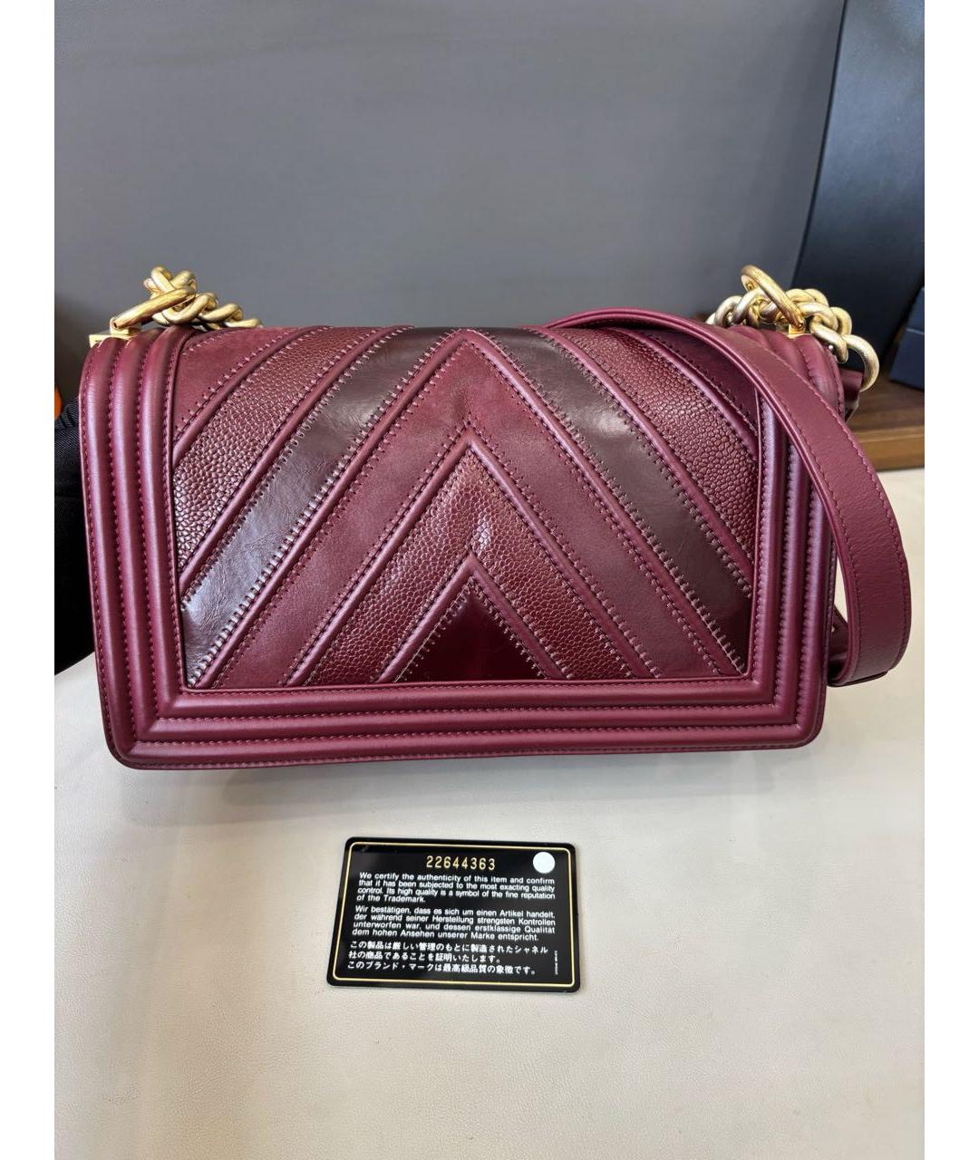 CHANEL Бордовая кожаная сумка через плечо, фото 3