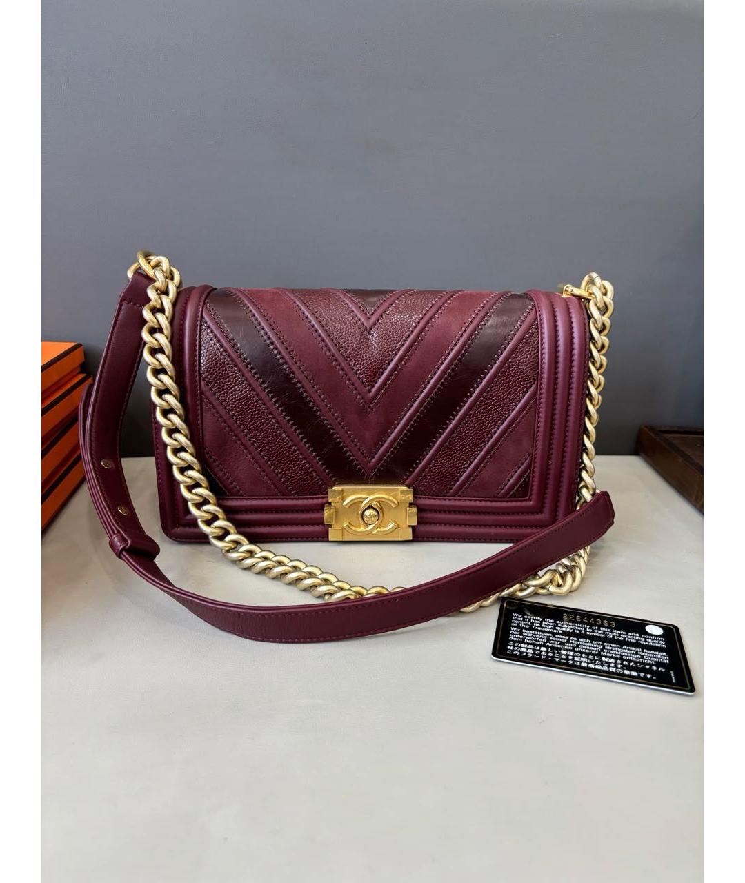 CHANEL Бордовая кожаная сумка через плечо, фото 8