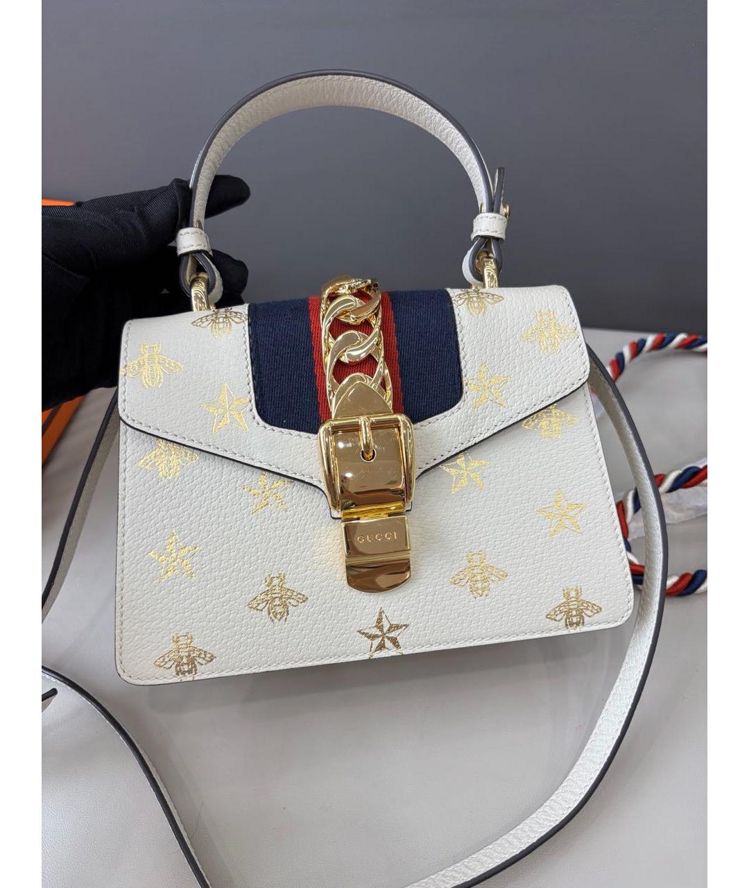 GUCCI Белая кожаная сумка через плечо, фото 2