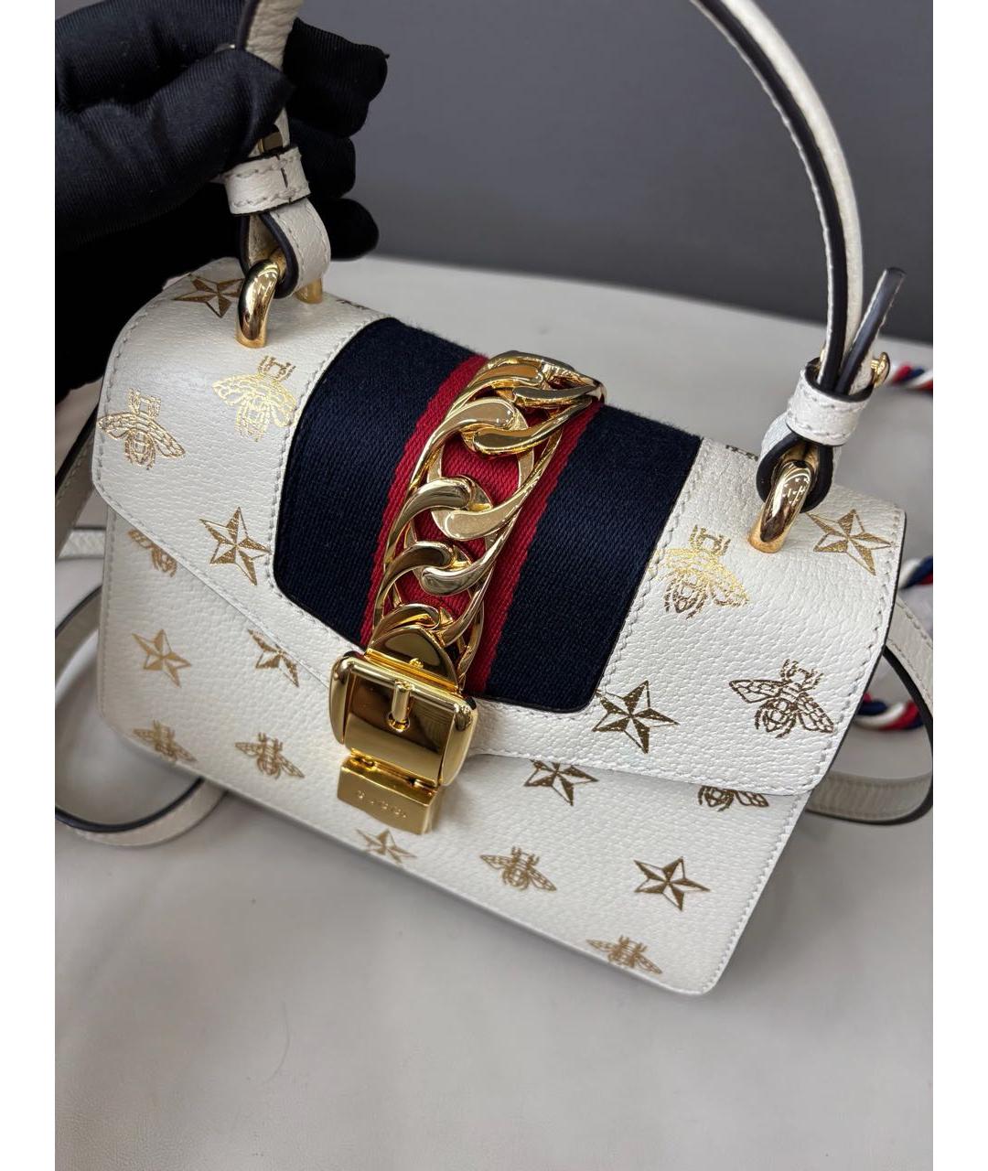 GUCCI Белая кожаная сумка через плечо, фото 6