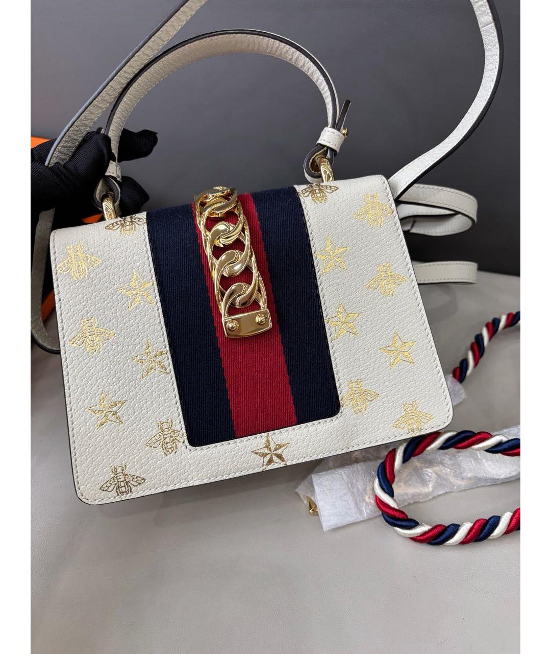 GUCCI Белая кожаная сумка через плечо, фото 4