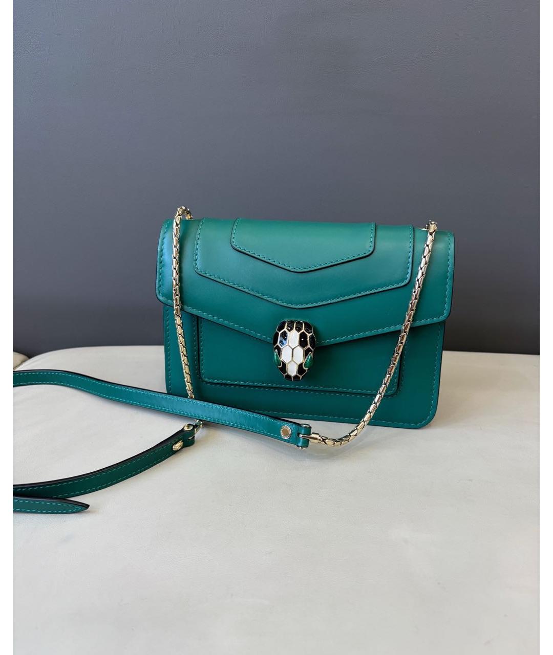 BVLGARI Зеленая кожаная сумка через плечо, фото 9