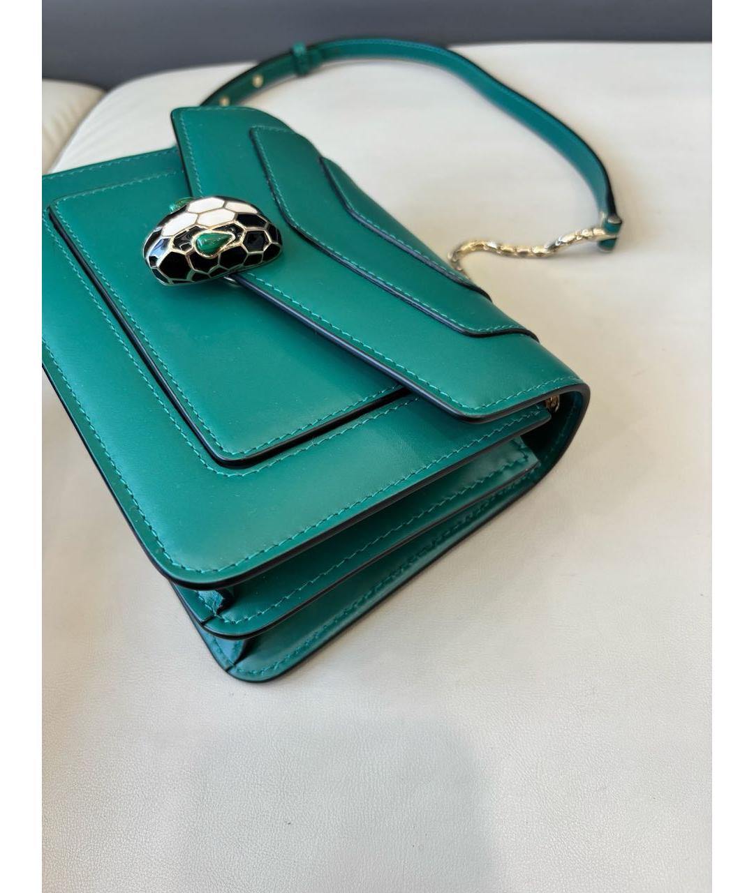 BVLGARI Зеленая кожаная сумка через плечо, фото 4