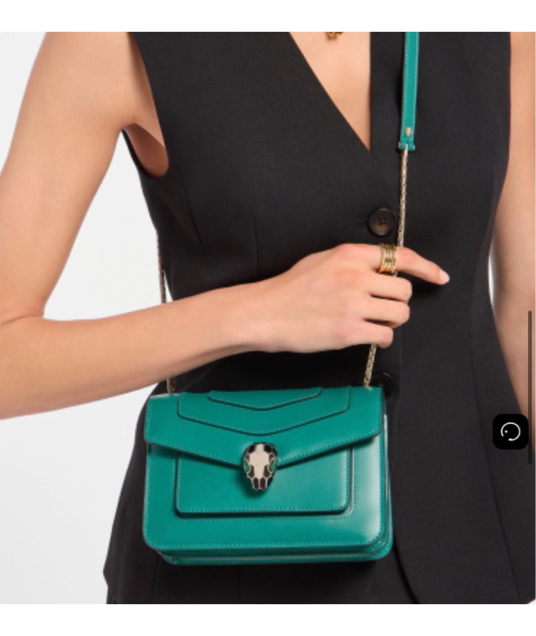 BVLGARI Зеленая кожаная сумка через плечо, фото 8