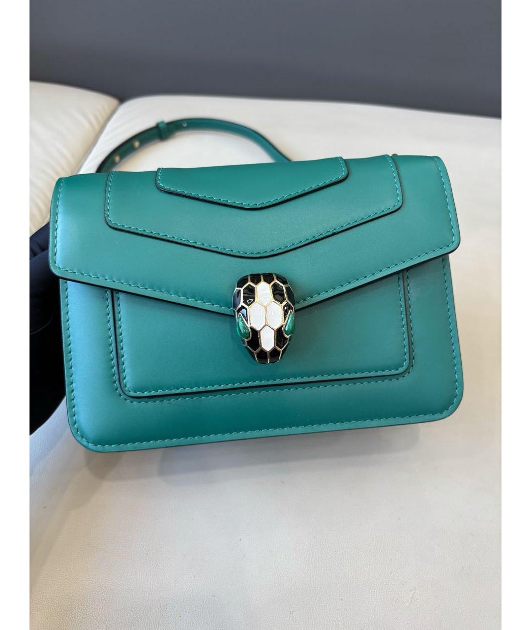 BVLGARI Зеленая кожаная сумка через плечо, фото 2