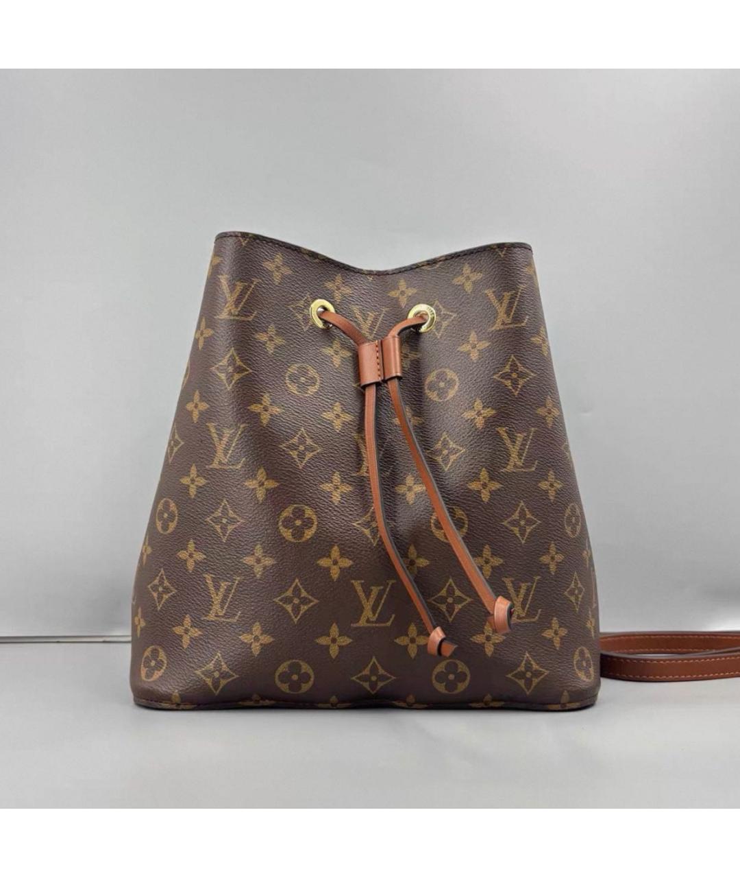 LOUIS VUITTON Коричневая кожаная сумка тоут, фото 9