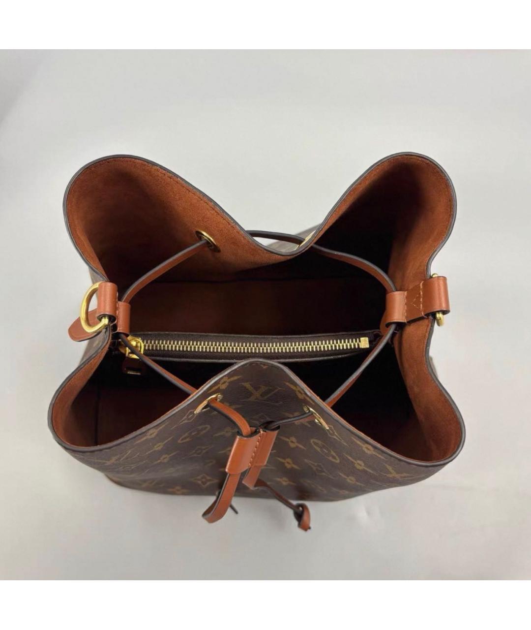 LOUIS VUITTON Коричневая кожаная сумка тоут, фото 7
