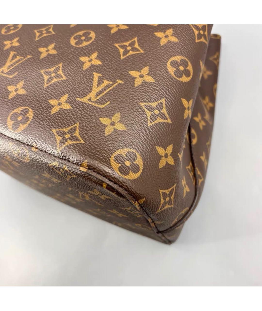 LOUIS VUITTON Коричневая кожаная сумка тоут, фото 7