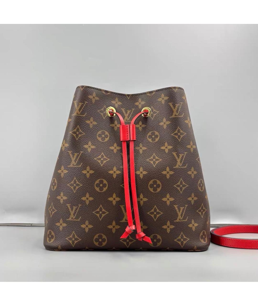 LOUIS VUITTON Коричневая кожаная сумка тоут, фото 9