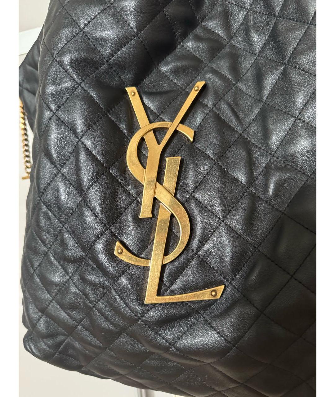 SAINT LAURENT Черная кожаная сумка с короткими ручками, фото 6