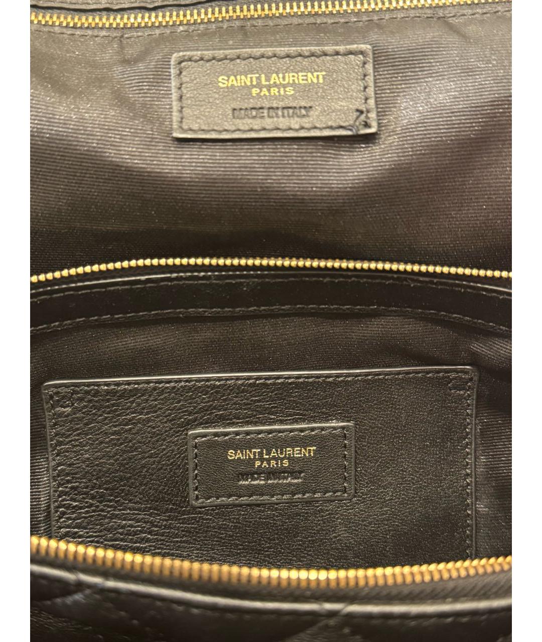 SAINT LAURENT Черная кожаная сумка с короткими ручками, фото 4