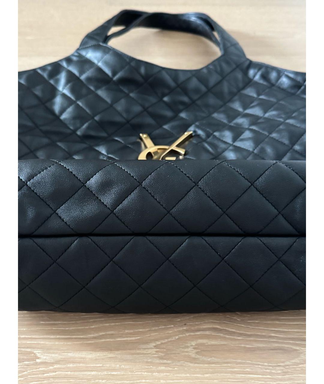 SAINT LAURENT Черная кожаная сумка с короткими ручками, фото 2