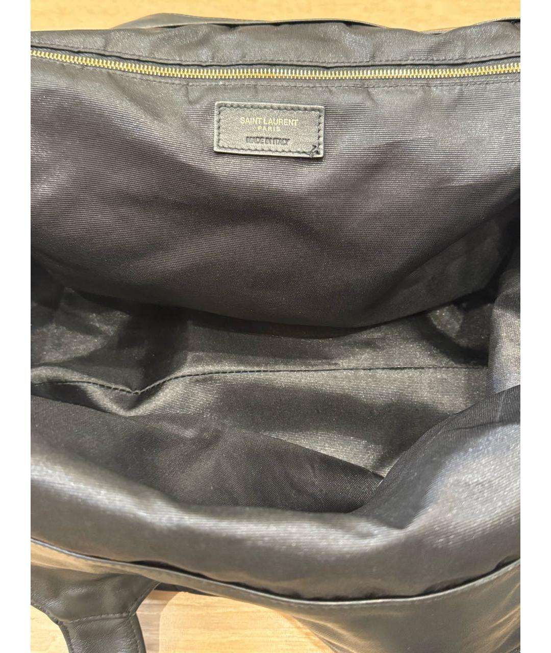 SAINT LAURENT Черная кожаная сумка с короткими ручками, фото 5