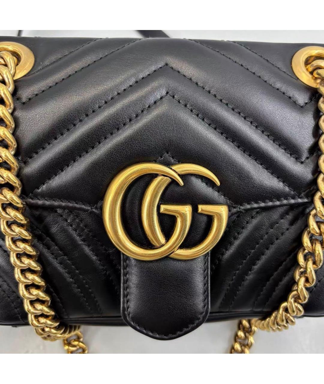 GUCCI Черная кожаная сумка через плечо, фото 6
