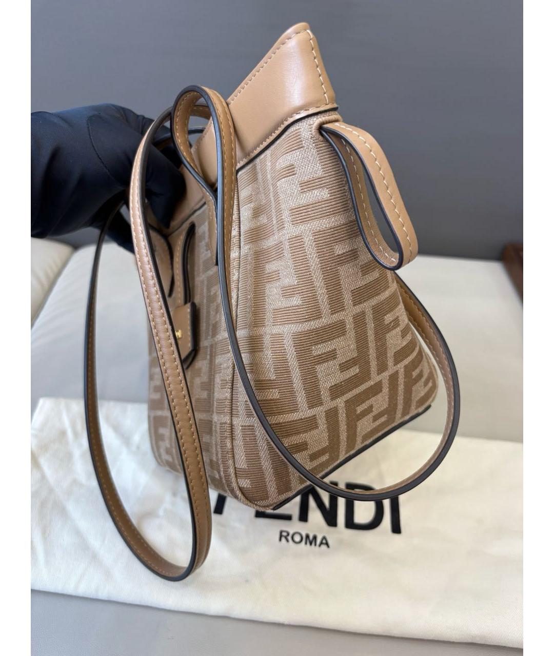 FENDI Бежевая кожаная сумка через плечо, фото 3