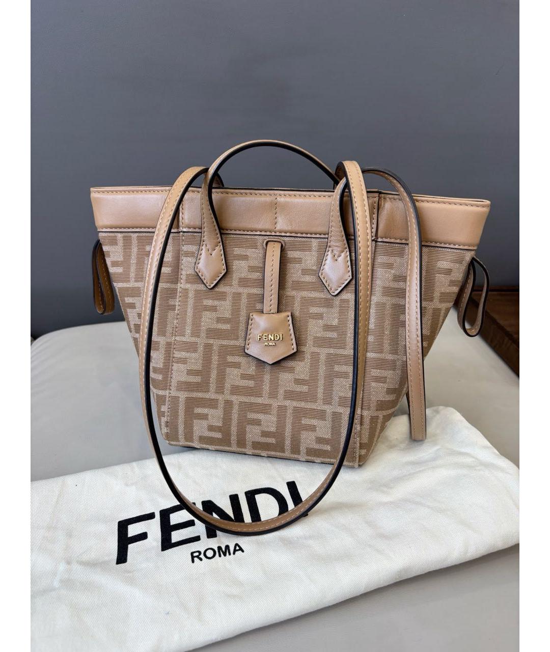 FENDI Бежевая кожаная сумка через плечо, фото 8