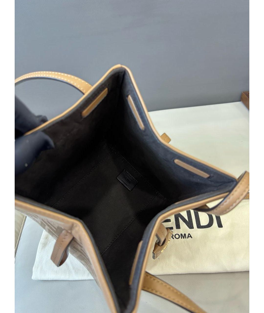 FENDI Бежевая кожаная сумка через плечо, фото 7