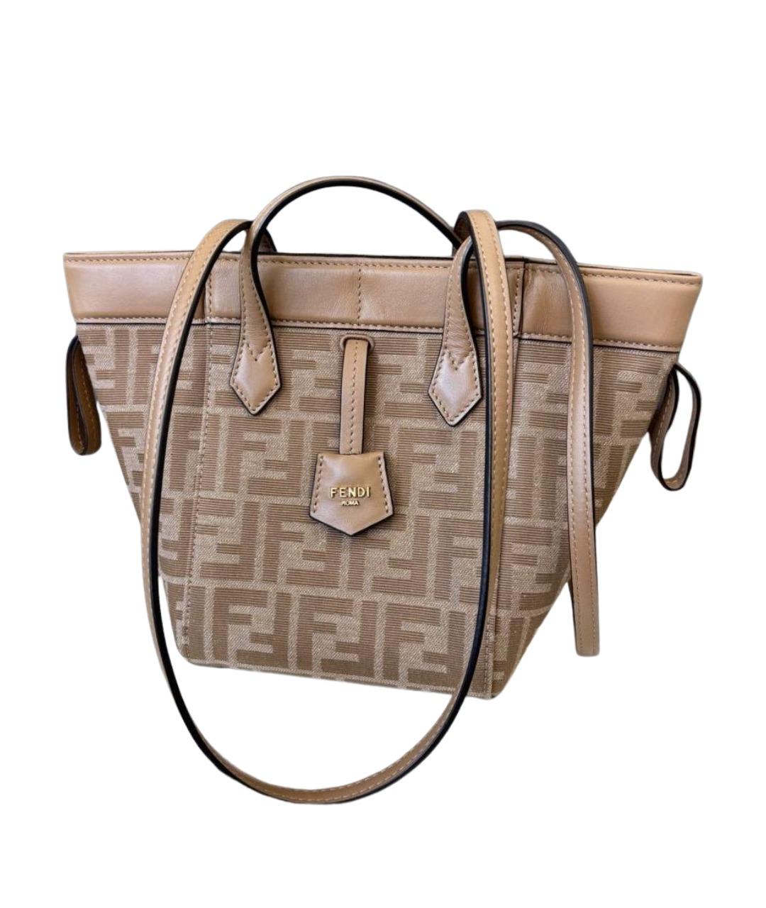 FENDI Бежевая кожаная сумка через плечо, фото 1