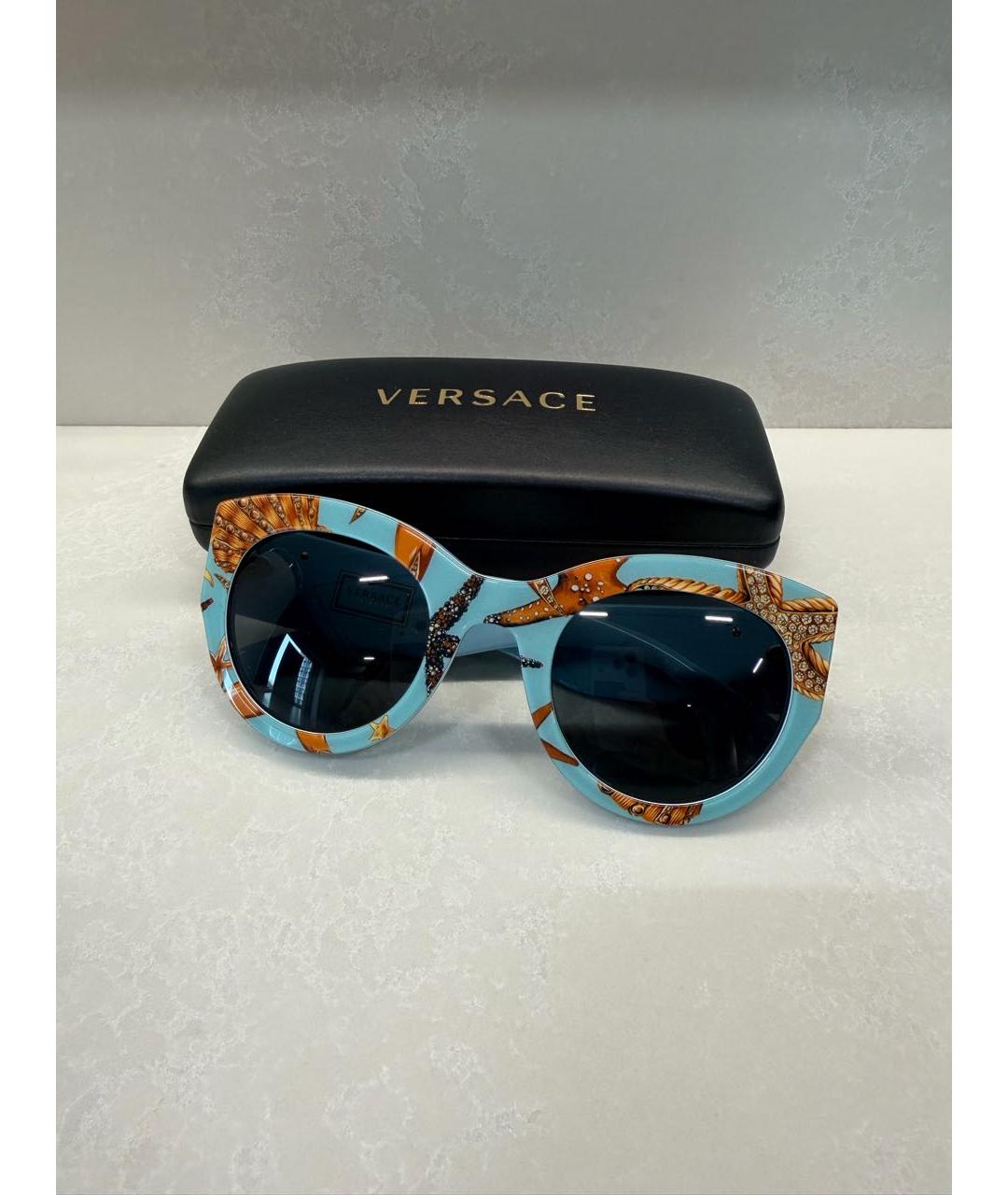 VERSACE Голубые пластиковые солнцезащитные очки, фото 8