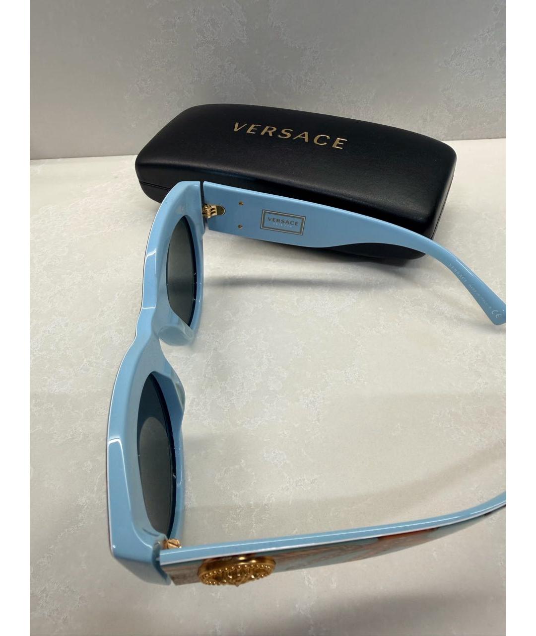 VERSACE Голубые пластиковые солнцезащитные очки, фото 3