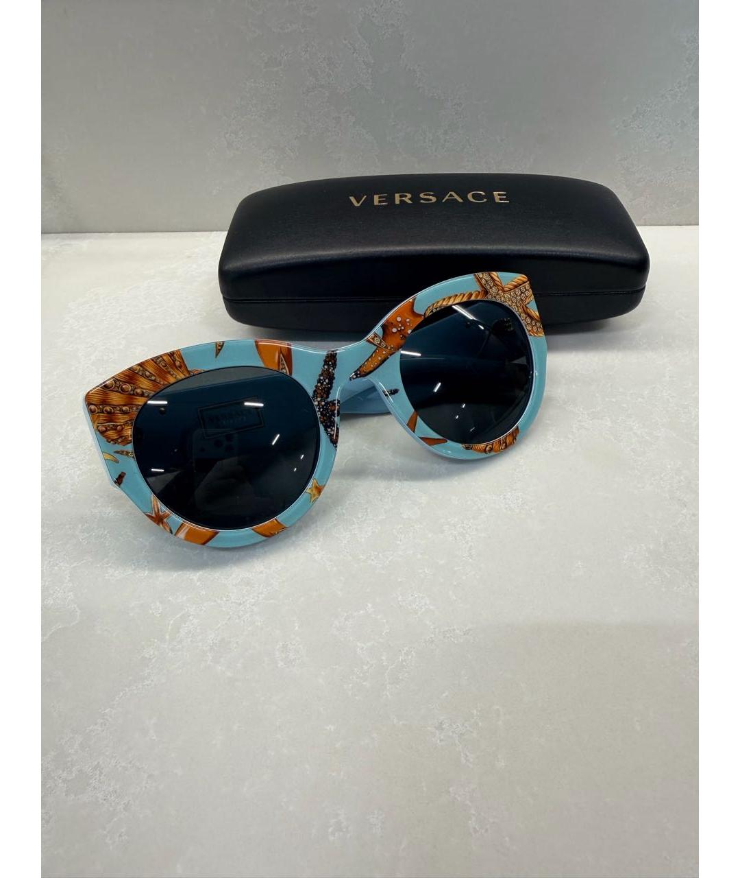 VERSACE Голубые пластиковые солнцезащитные очки, фото 5