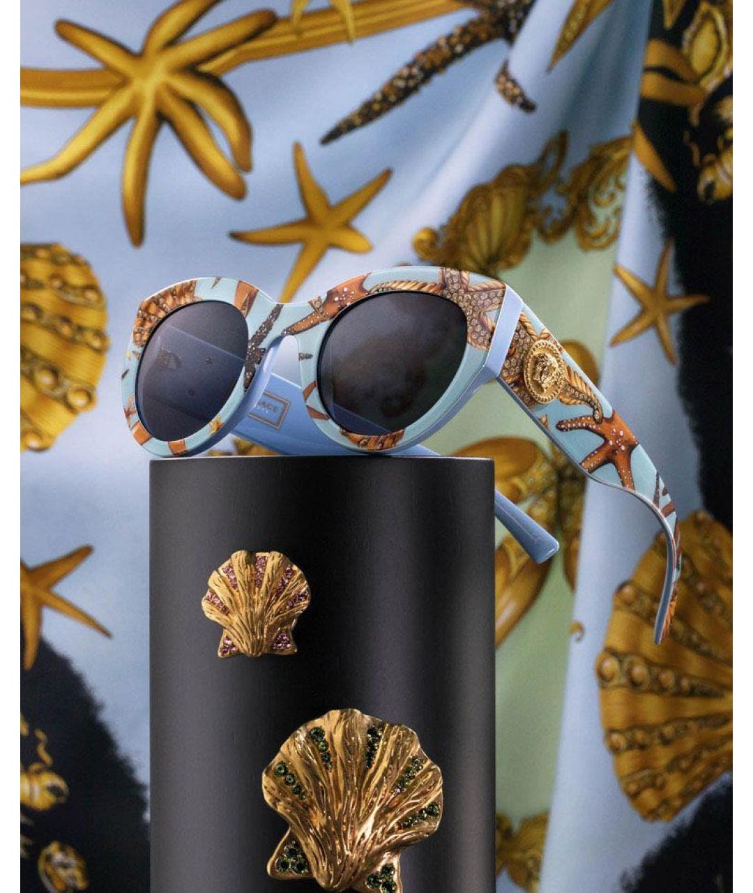 VERSACE Голубые пластиковые солнцезащитные очки, фото 6