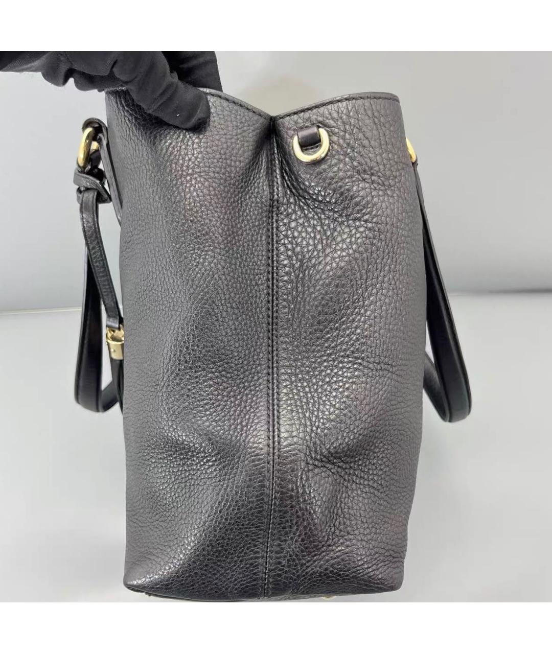 GUCCI Черная кожаная сумка тоут, фото 3